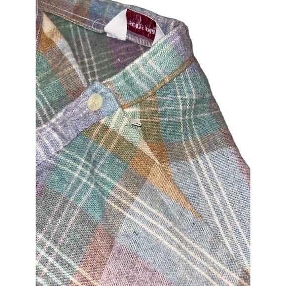 Parsons Place Ltd Wool Skirt- Pastel Plaid Pattern- Belt Loops, Button Zip 31 In - Picture 9 of 10